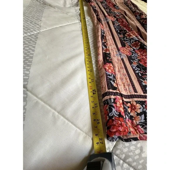 Blue Rain Floral Wide Leg Palazzo Pants Smocked Waist Pink Boho Size Small - Picture 5 of 10